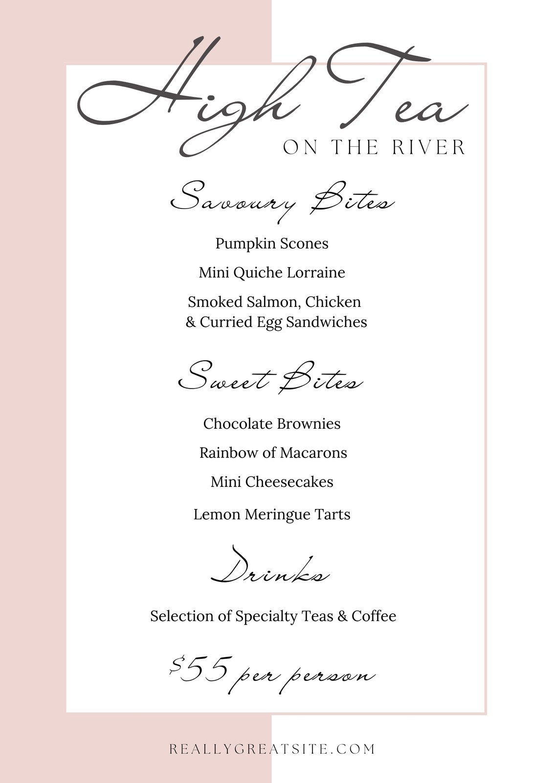 Free Printable And Customizable Fancy Menu Templates | Canva for Free Afternoon Tea Menu Template