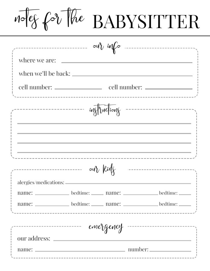 Free Babysitting Printables