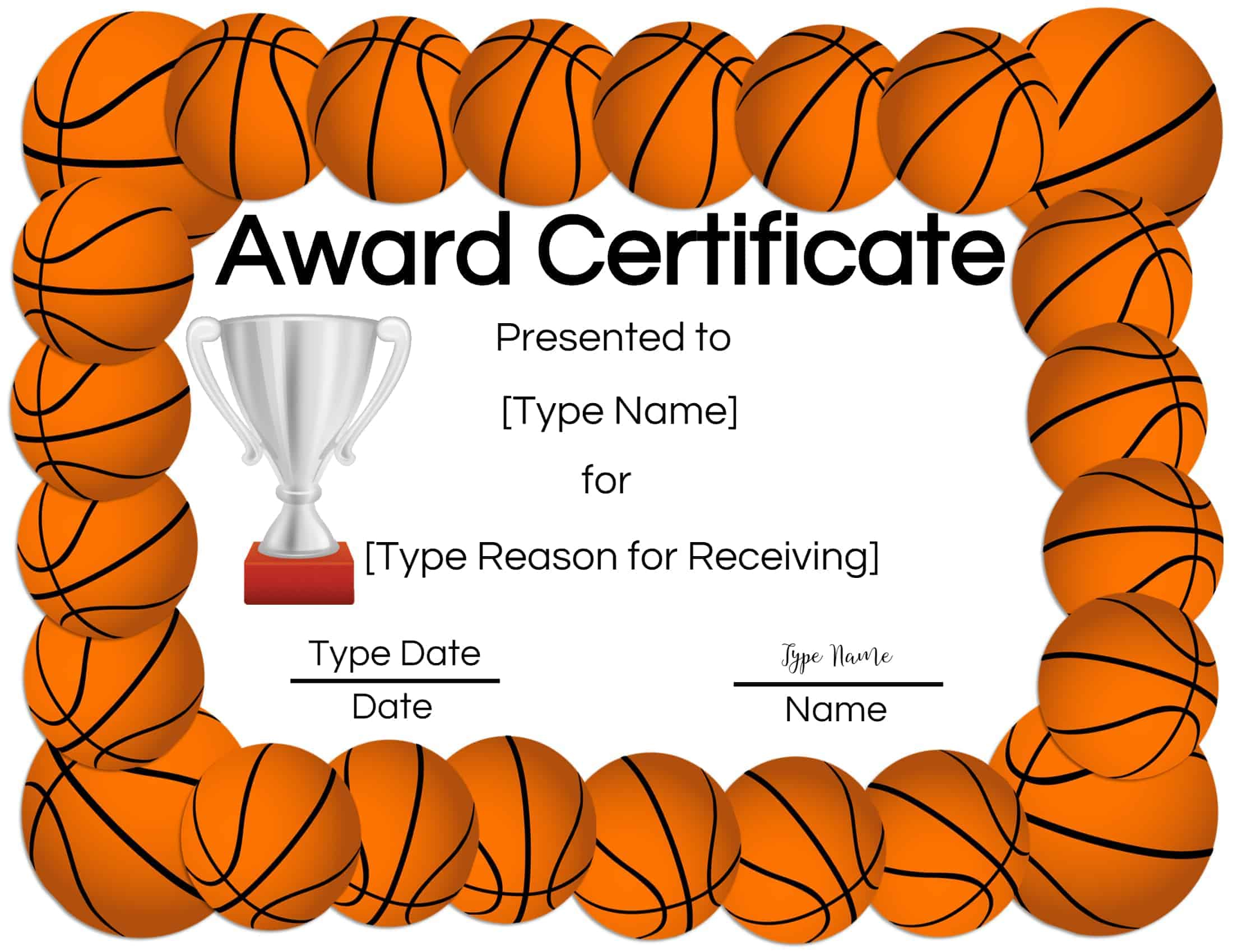 Free Printable Basketball Certificates | Edit Online And Print At with regard to Free Printable Basketball Certificates