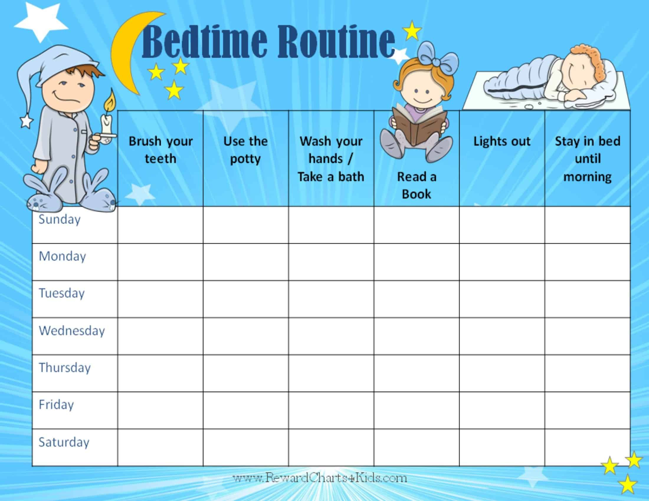 Free Printable Bedtime Routine Chart | Customize Online Then Print regarding Free Printable Bedtime Routine Chart Printable