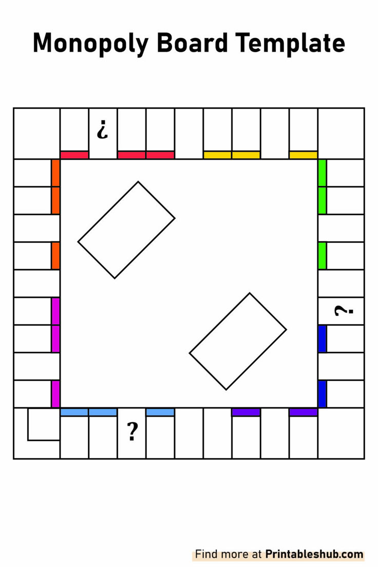 Free Printable Blank Monopoly (Board &amp;amp; Cards) Templates Pdf inside Free Editable Monopoly Board Template