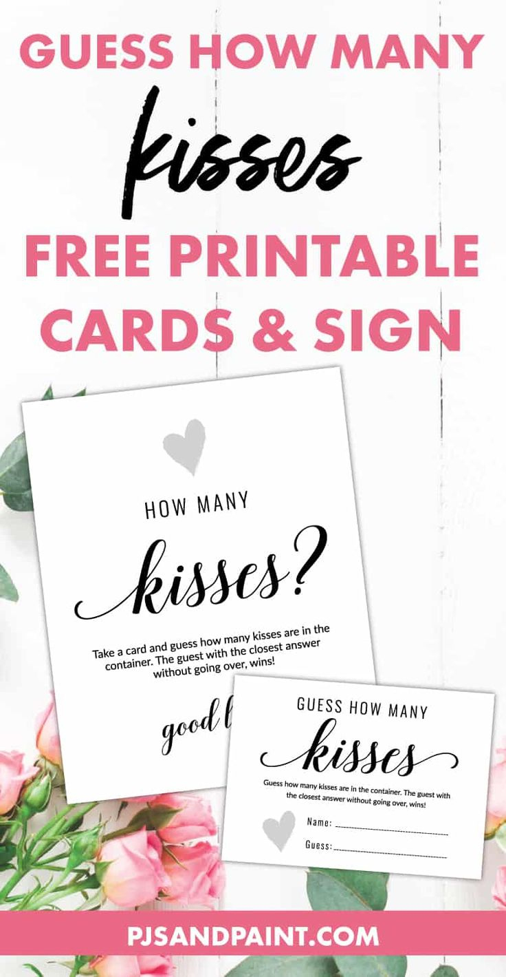 Free Printable Bridal Shower Games | Guess How Many Kisses in Guess How Many Kisses Free Printable