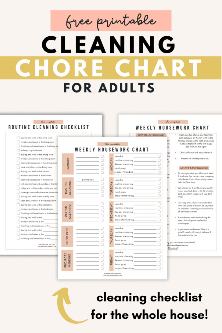 Adult Chore Chart Printable