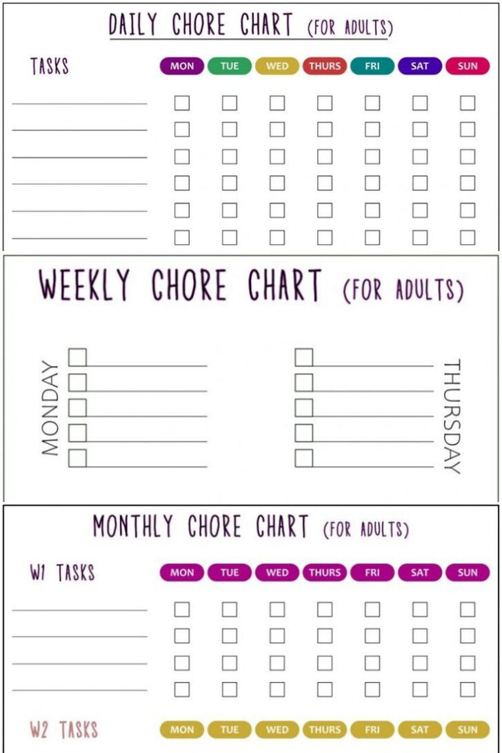 Daily Weekly Chore Chart Printable