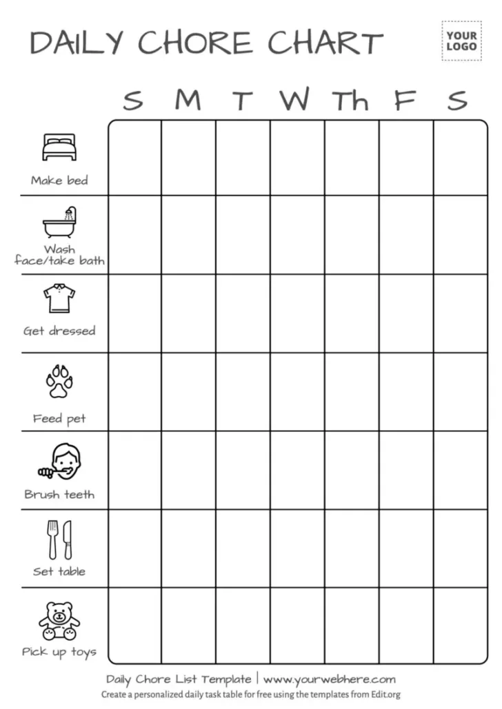 Weekly Chore Chart Printable