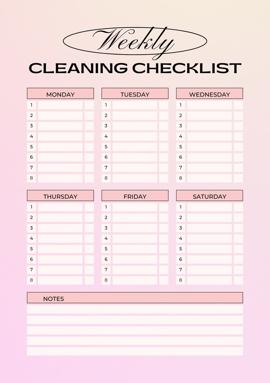 Free Printable Cleaning Checklist Templates | Canva regarding House Cleaning Chart Printable Free