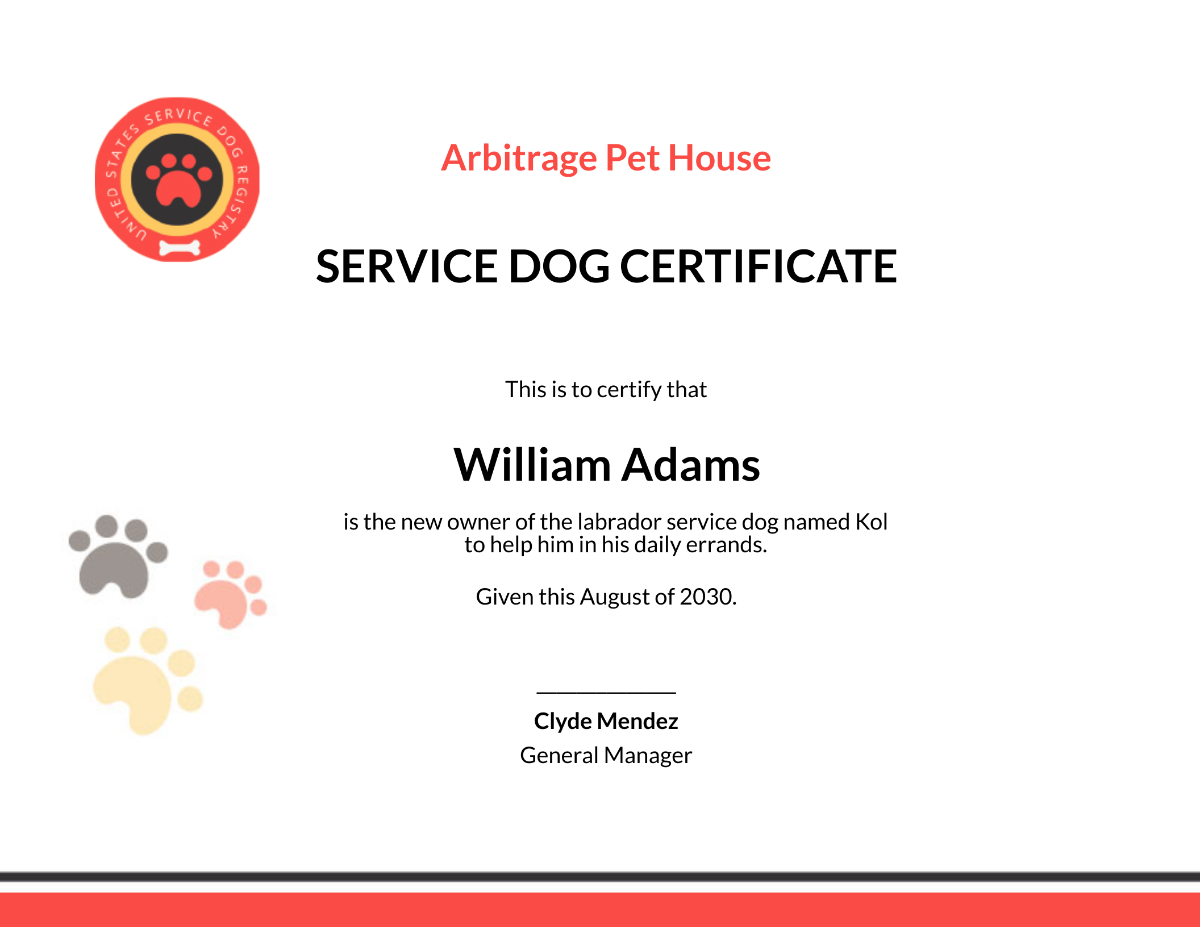 Free Printable Dog Certificate Templates To Customize Online with Free Printable Service Dog Certificate