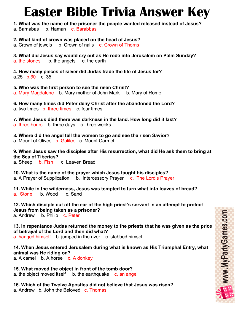 Free Printable Easter Bible Trivia Quiz With Answer Key in Free Printable Bible Questions And Answers