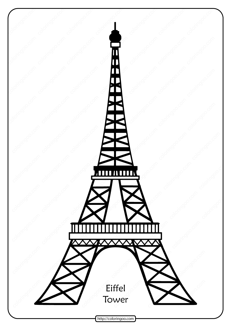 Free Printable Eiffel Tower Pdf Vector Outline inside Free Eiffel Tower Printables