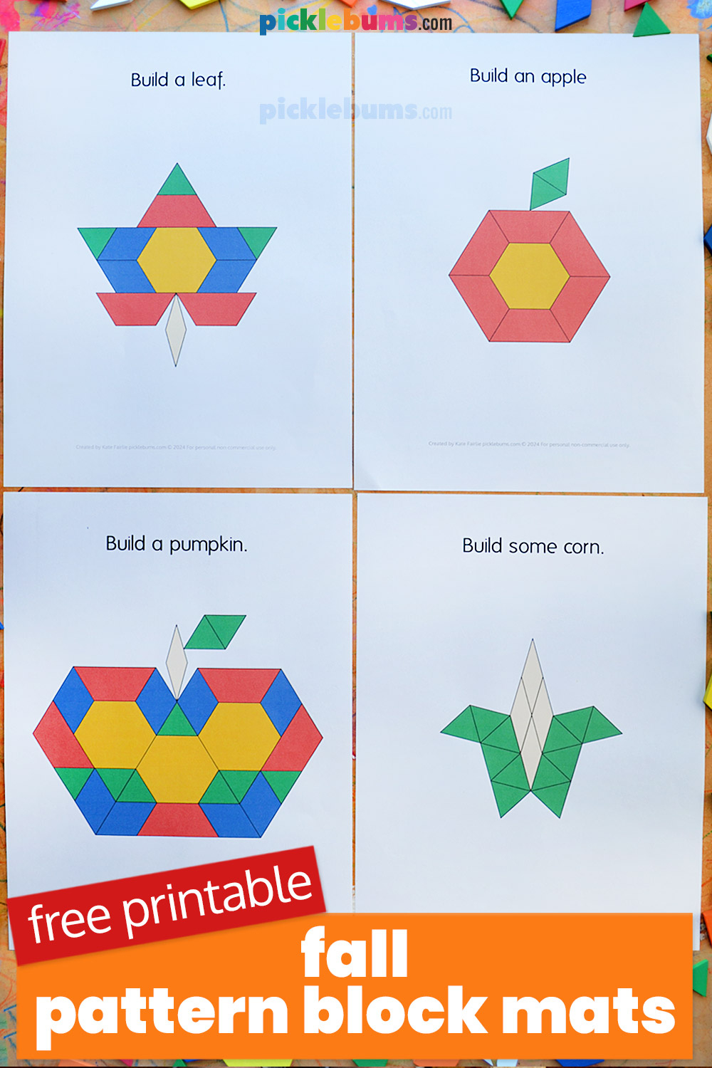 Free Printable Fall Pattern Block Mats - Picklebums regarding Free Pattern Blocks Printables