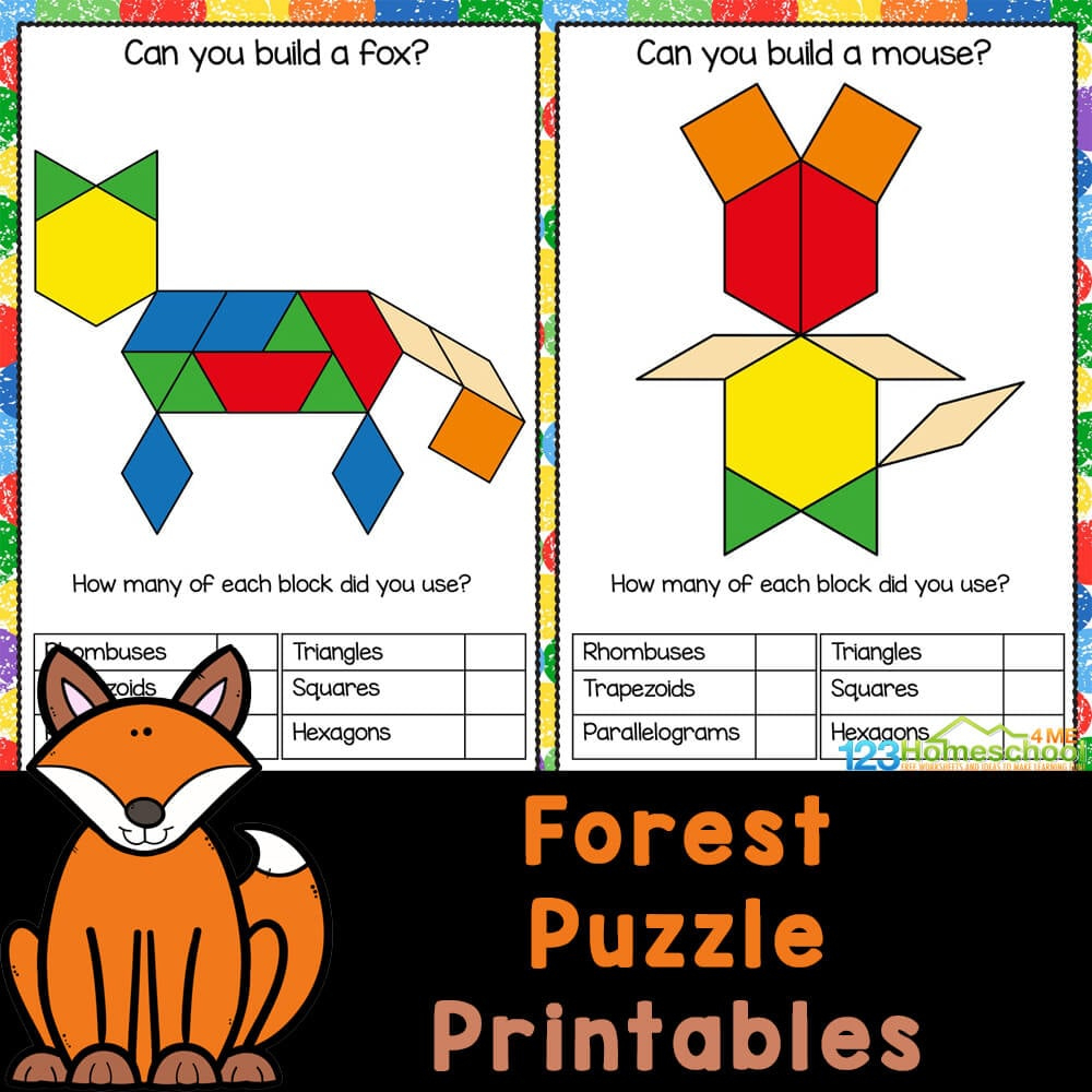 Free Printable Forest Pattern Block Mats Templates - Shapes Activity! regarding Free Pattern Block Puzzle Printables