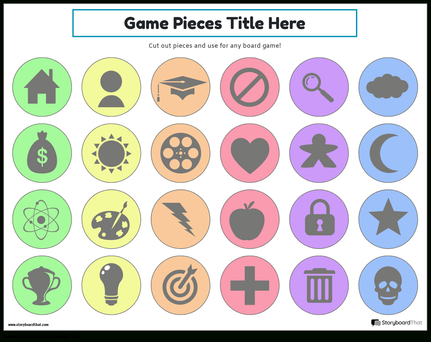 Free Printable Game Pieces Storyboardtemplates with regard to Free Printable Game Pieces