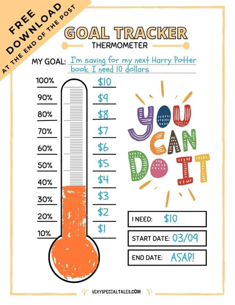 Free Printable Goal Tracker Thermometer For Kids (Pdf) - Very for Thermometer Goal Chart Printable