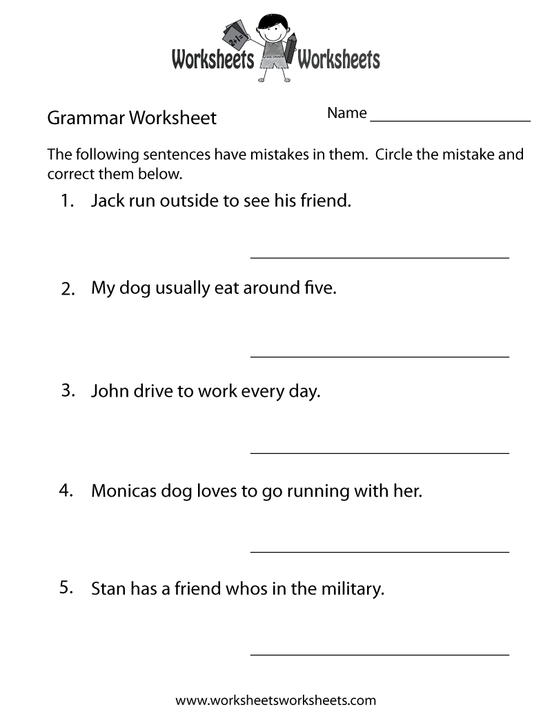Free Printable Grammar Practice Worksheet pertaining to Free Grammar Quizzes Printable