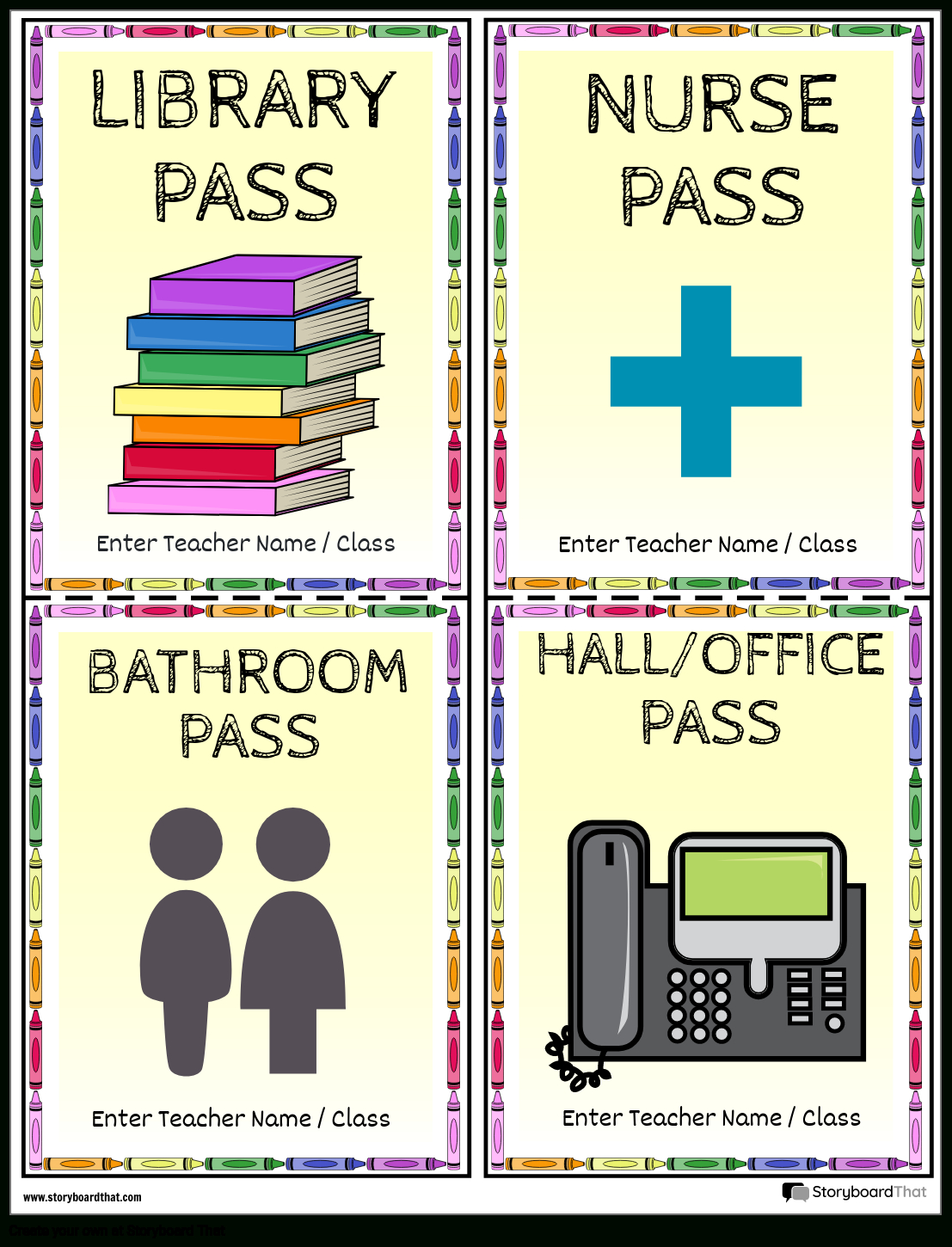 Free Printable Hall Passes | Storyboardthat within Free Printable Bathroom Passes