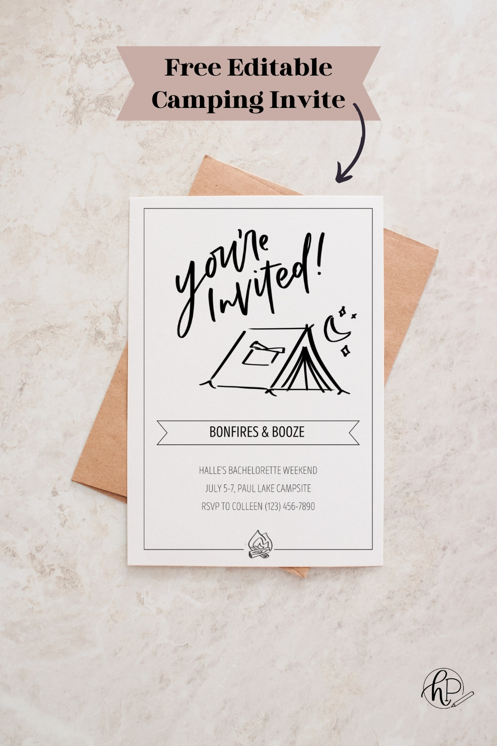 Free Printable Hand Lettered Invitation For A Camping Party - pertaining to Free Printable Camping Themed Birthday Invitations
