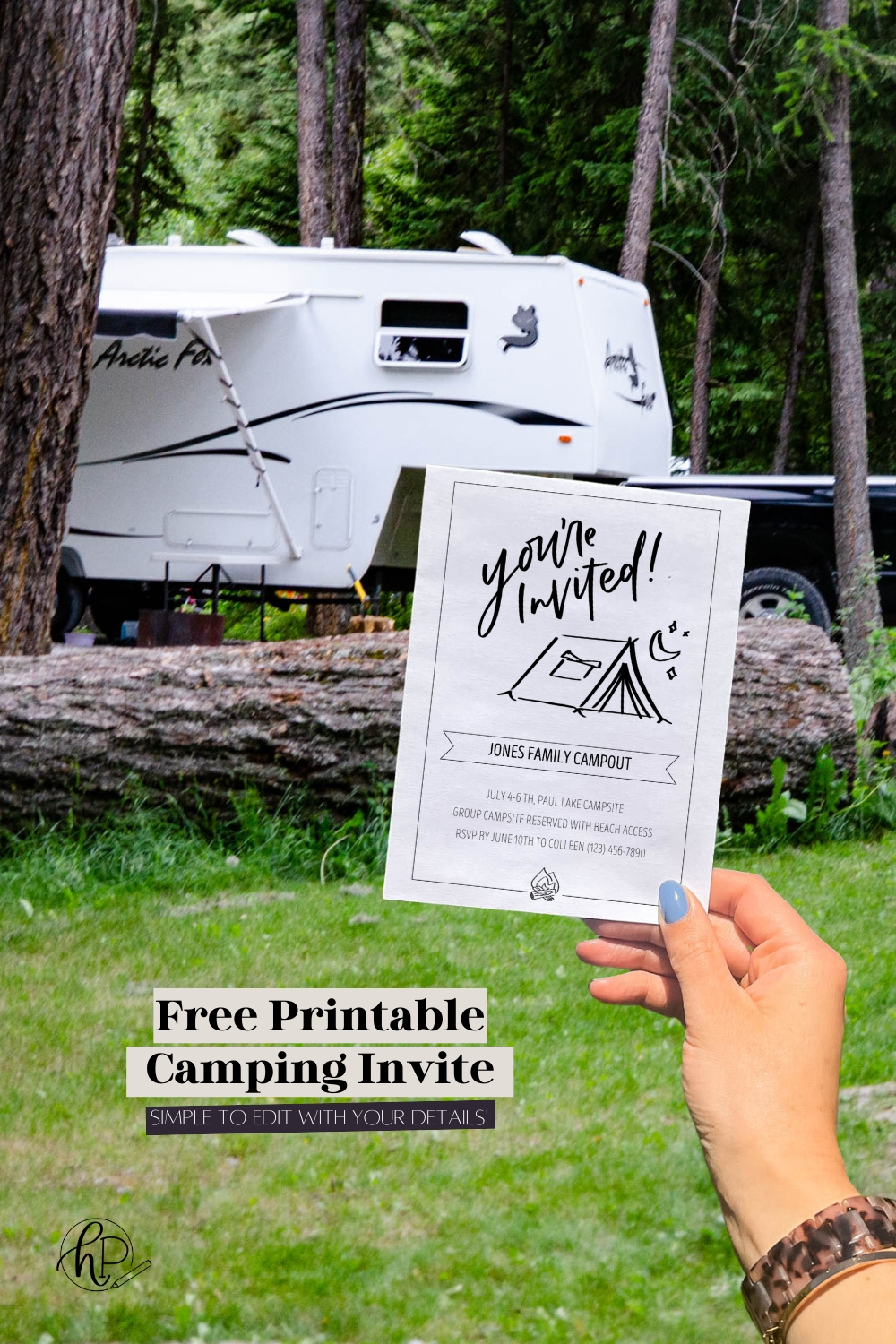 Free Printable Hand Lettered Invitation For A Camping Party - with regard to Free Printable Camping Themed Birthday Invitations