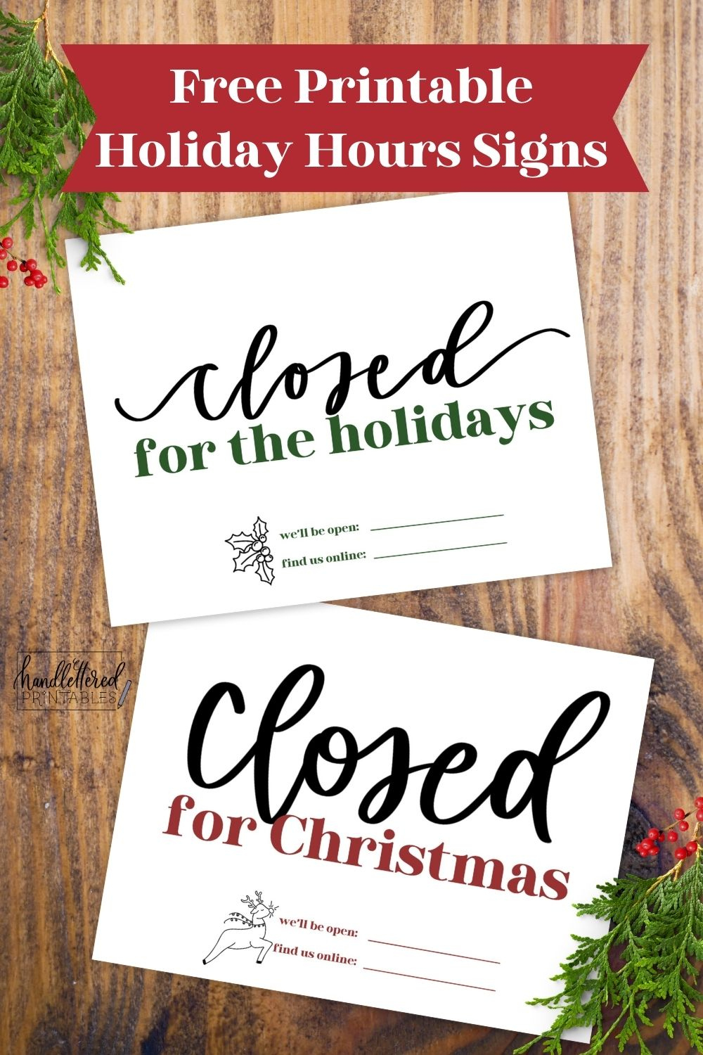 Free Printable Holiday Closed Signs (+ Christmas Version) - Hand inside Free Printable Closed Signs