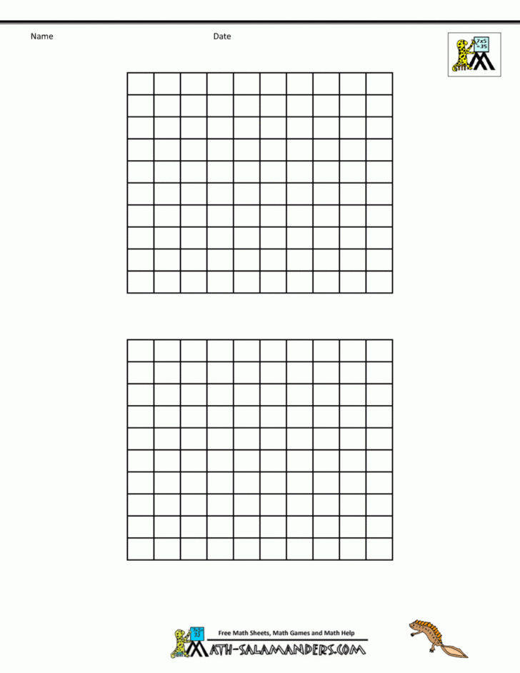 Free Blank 100 Chart Printable