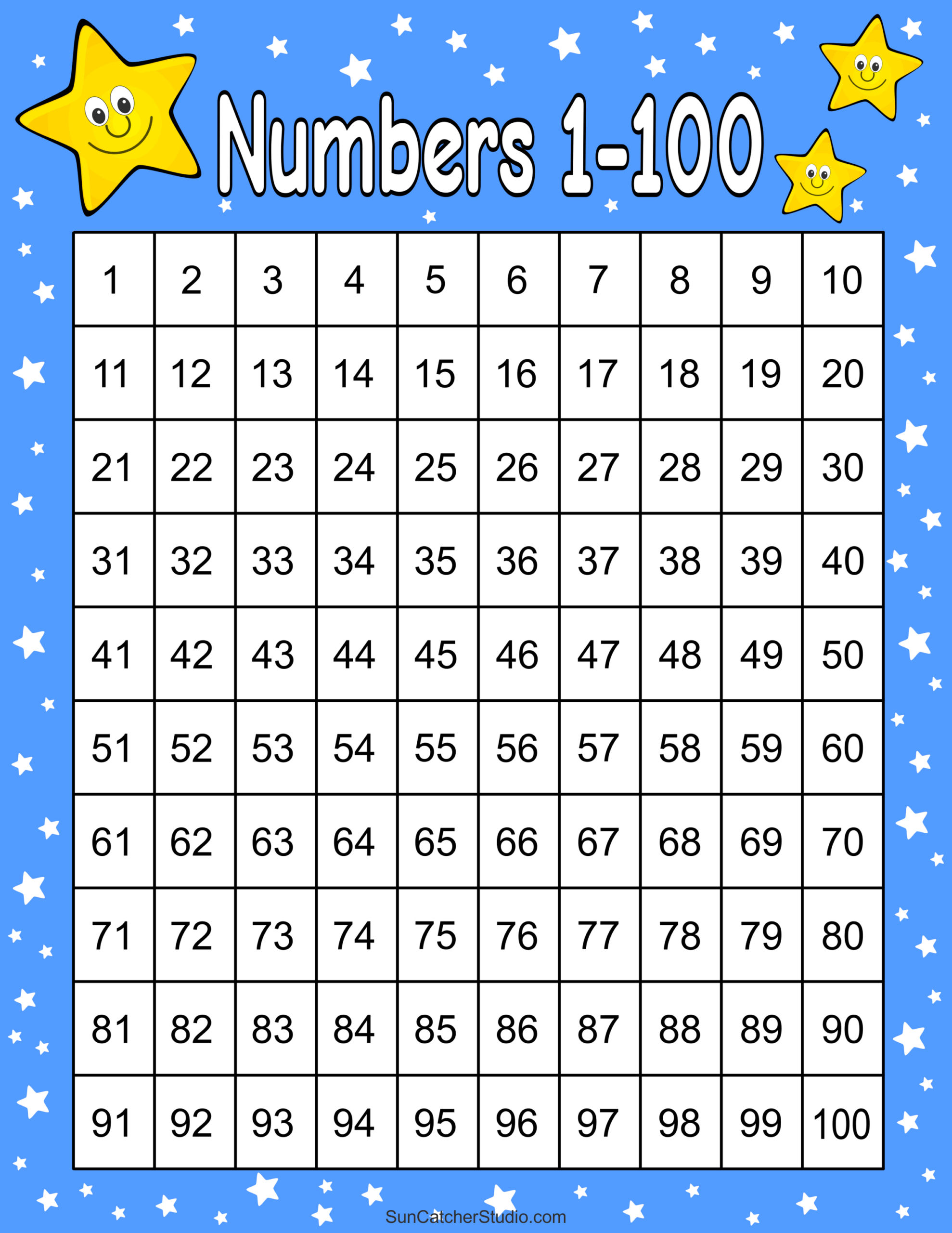 Free Printable Hundreds Charts (Numbers 1 To 100) – Free in 1 to 100 Number Chart Printable