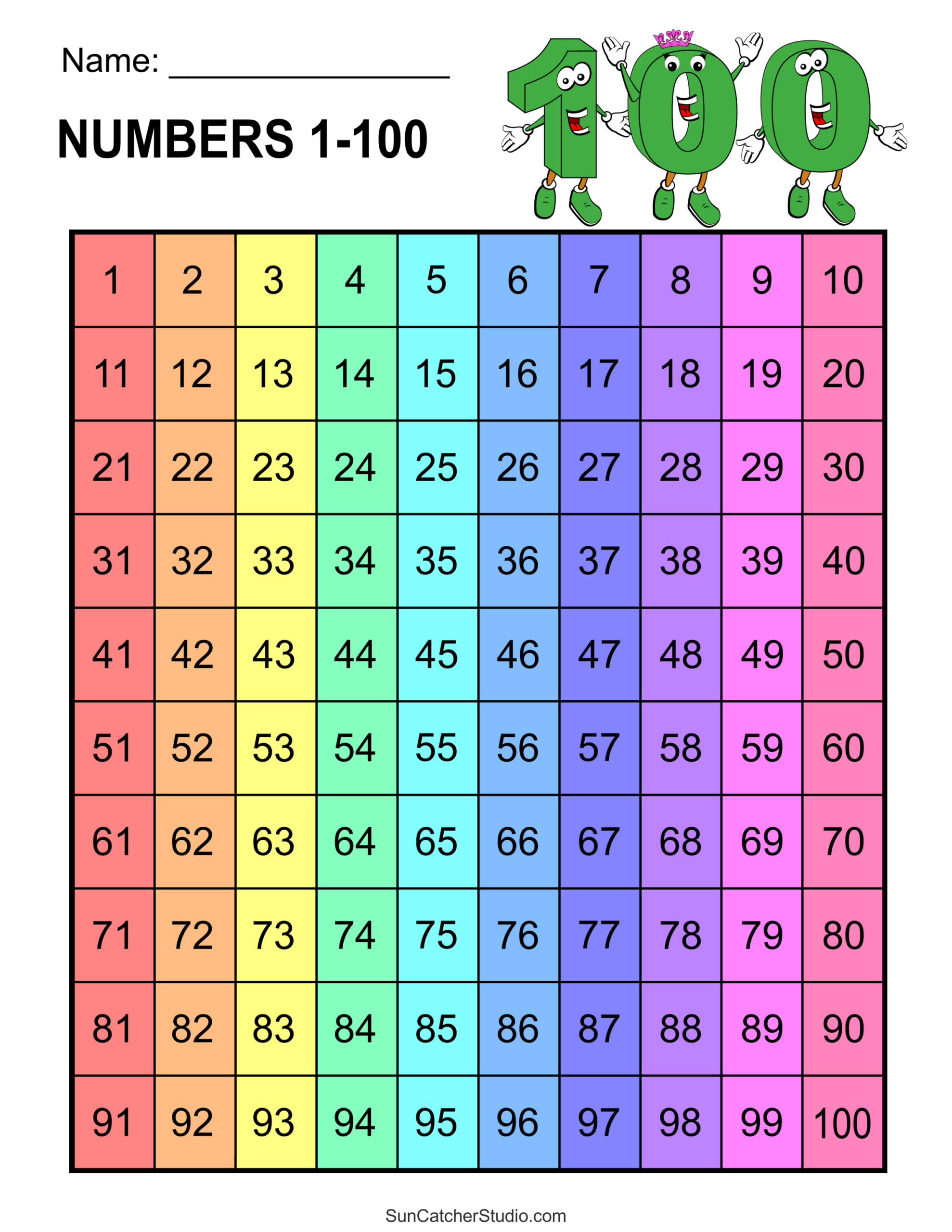 Free Printable Hundreds Charts (Numbers 1 To 100) – Free in Free Printable 100 Chart Printable
