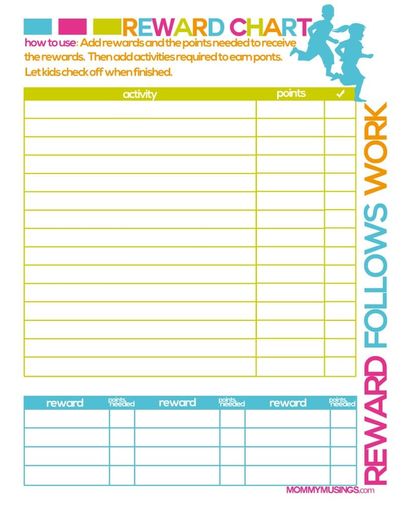 Free Printable Kids Chore &amp;amp; Rewards Chart in Chores Reward Chart Printable