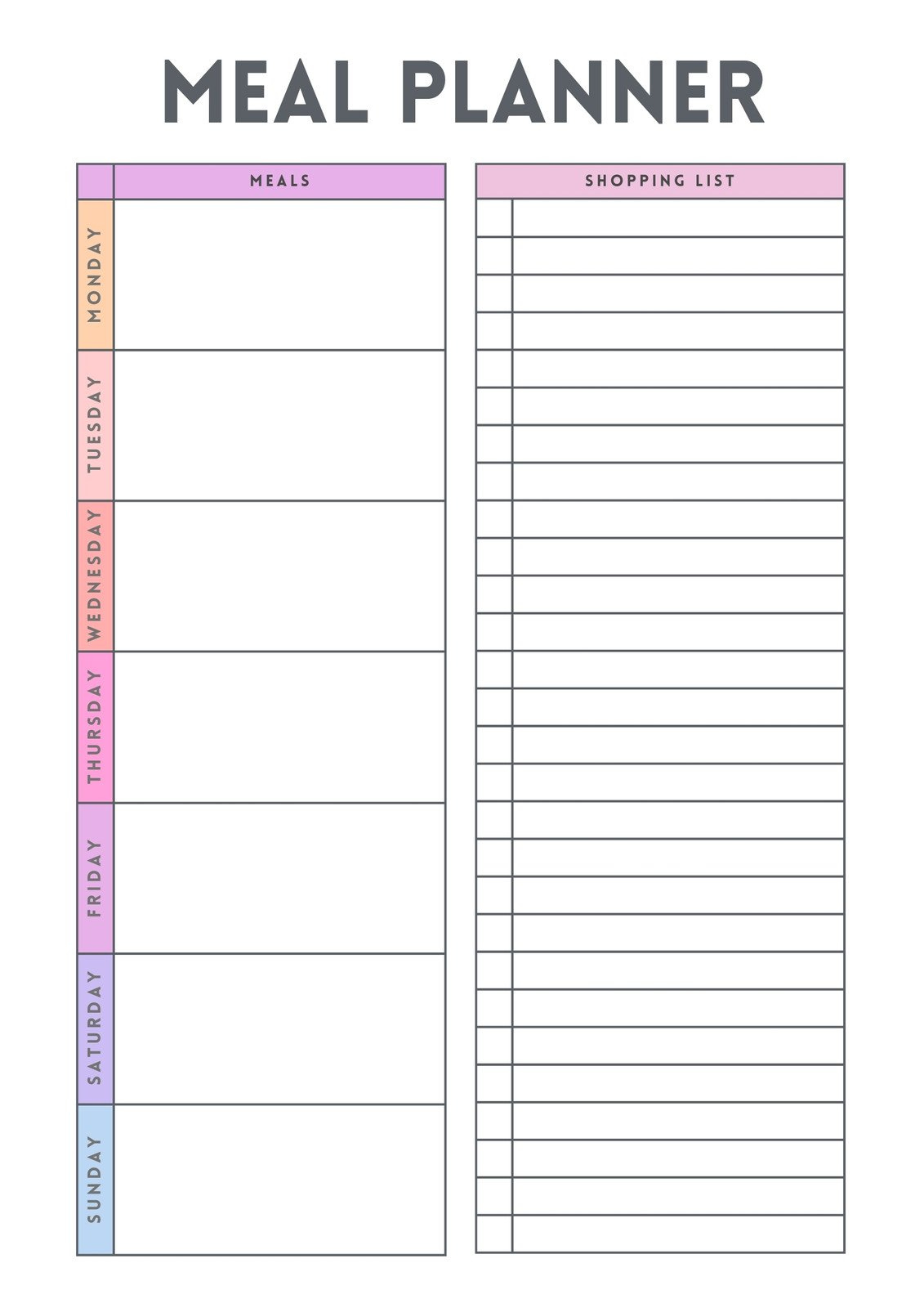 Free Printable Meal Planner Templates To Edit Online | Canva inside Meal Plan Chart Printable
