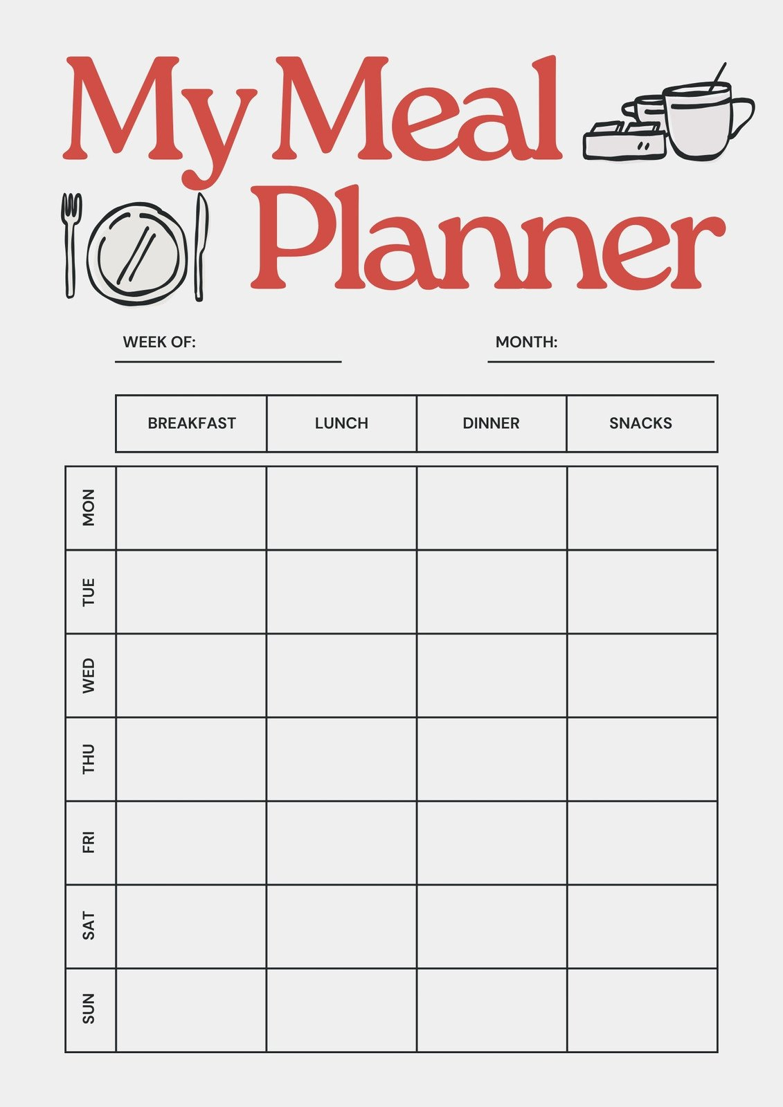 Free Printable Meal Planner Templates To Edit Online | Canva with Meal Plan Chart Printable