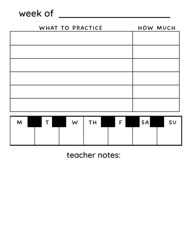 Free Printable Piano Practice Tracking Charts - Saving Talents within Music Practice Chart Printable Free