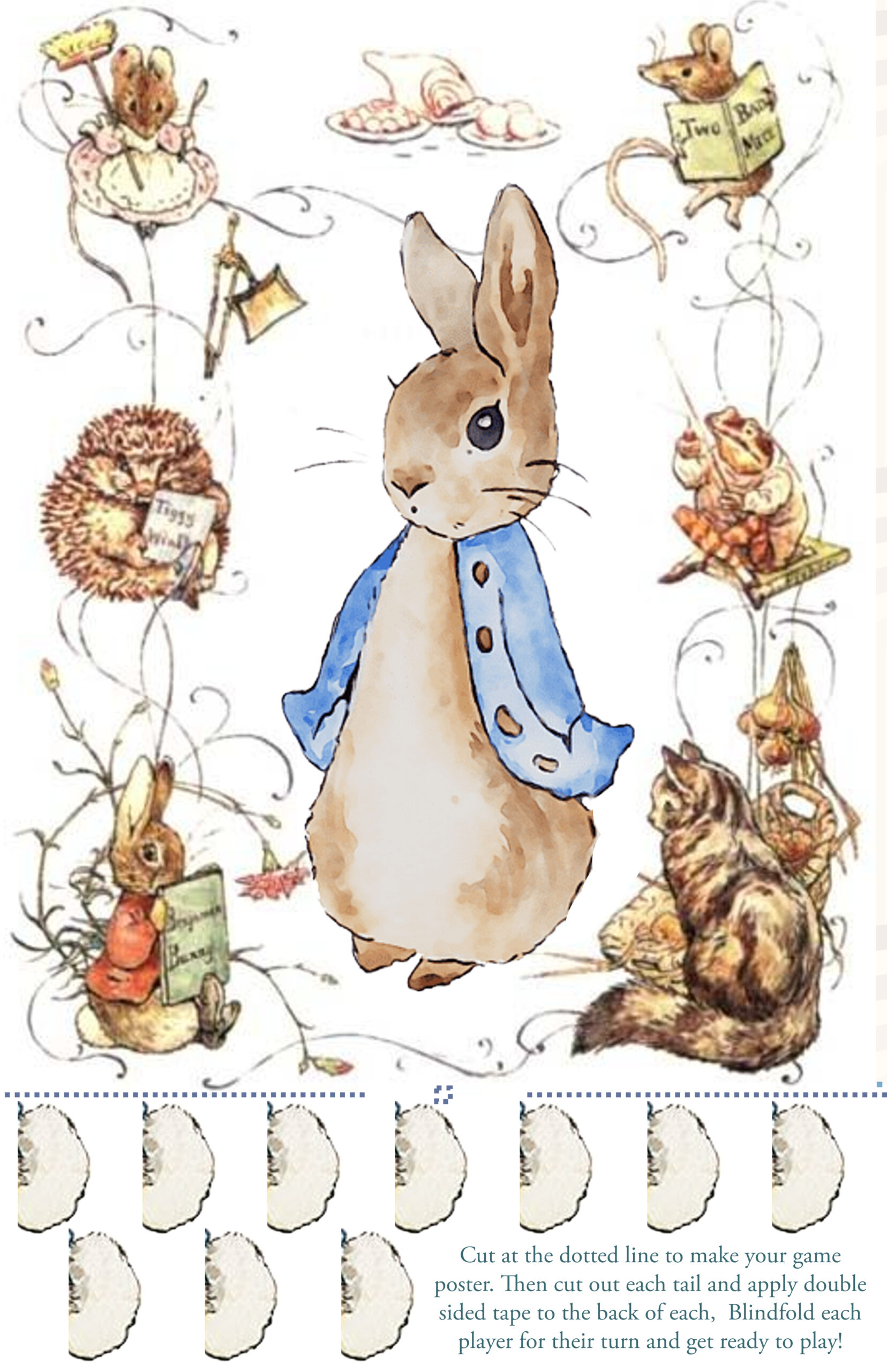 Free Printable Pin The Tail On Peter The Rabbit Game – Whimsical for Beatrix Potter Free Printables