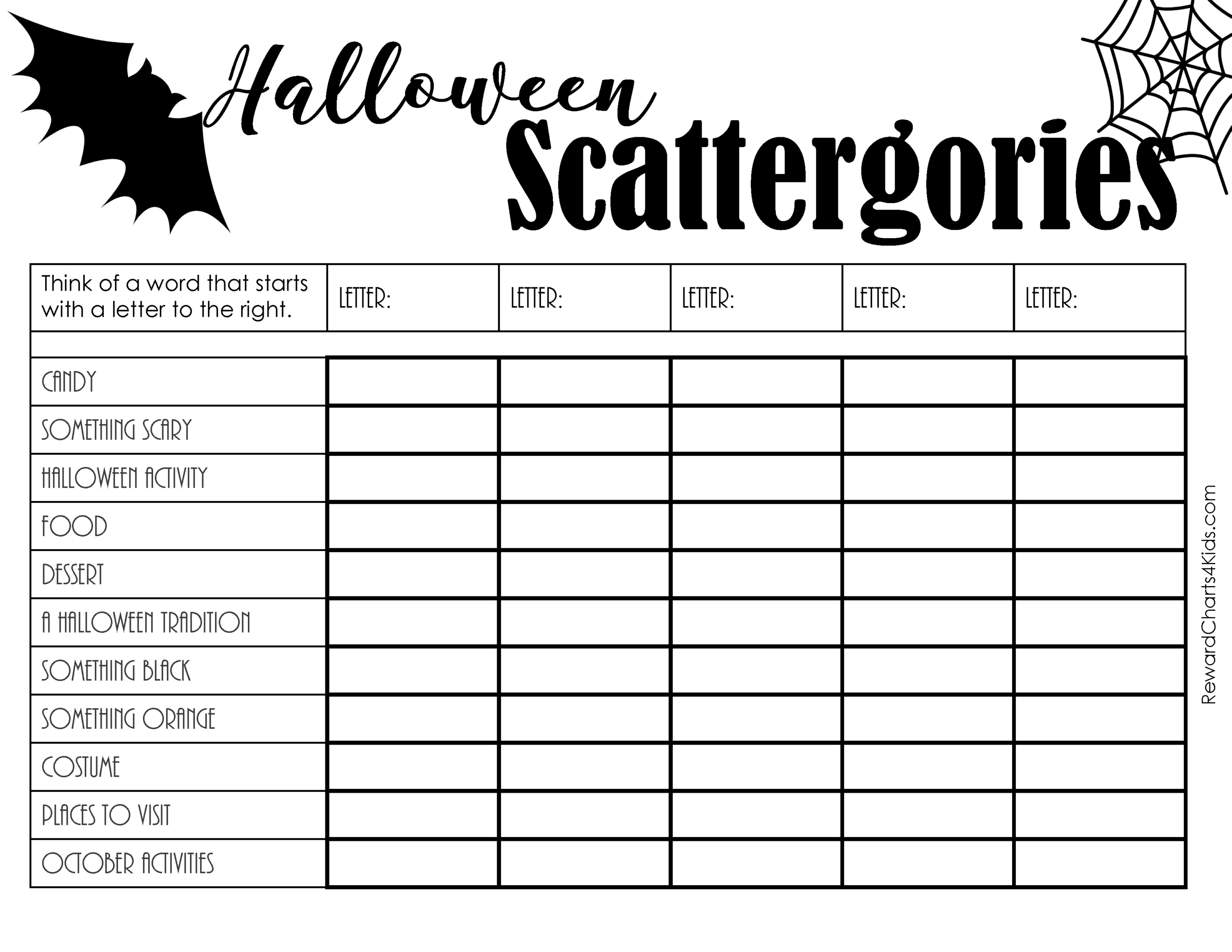 Free Printable Scattergories Lists | Instant Download intended for Free Printable Scattergories Answer Sheets