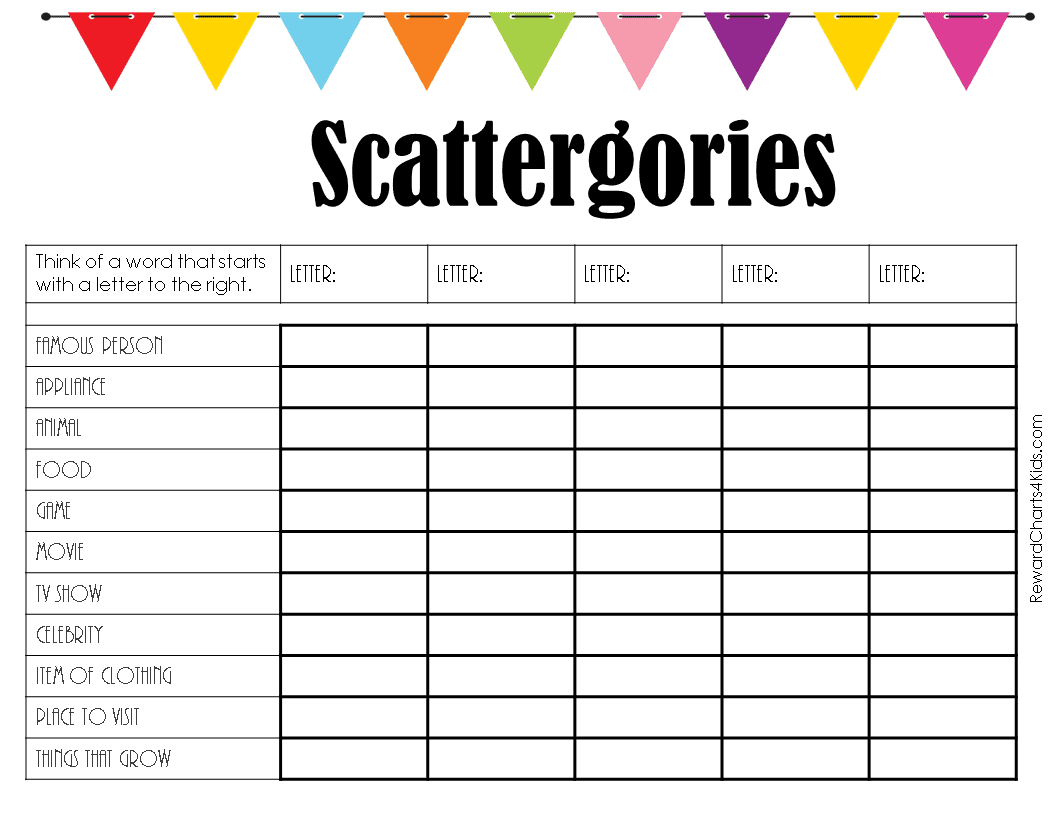 Free Printable Scattergories Lists | Instant Download with regard to Free Printable Scattergories Answer Sheets