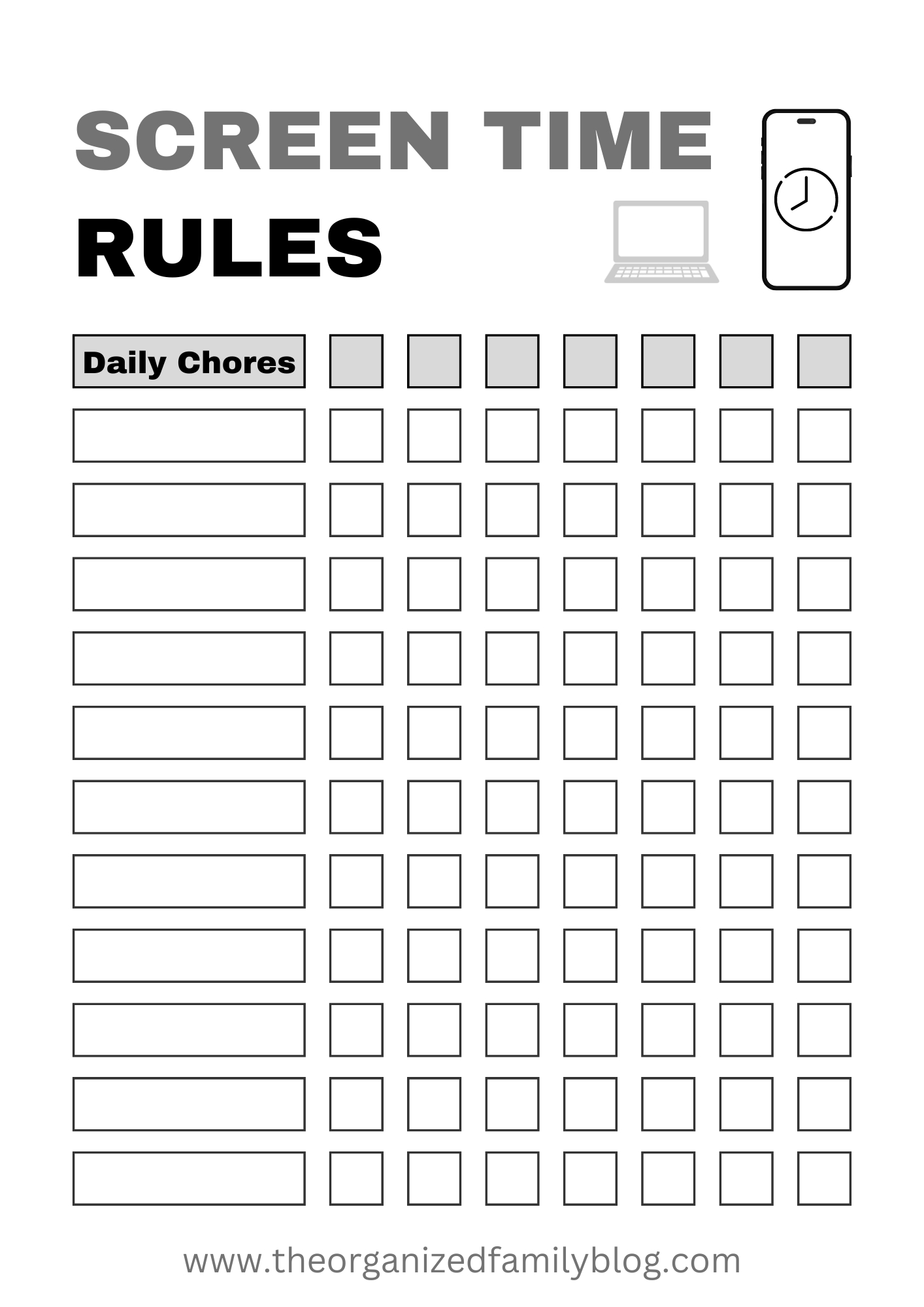 Free Printable Screen Time Chart For Kids With Tips - The pertaining to Screen Time Chart Printable