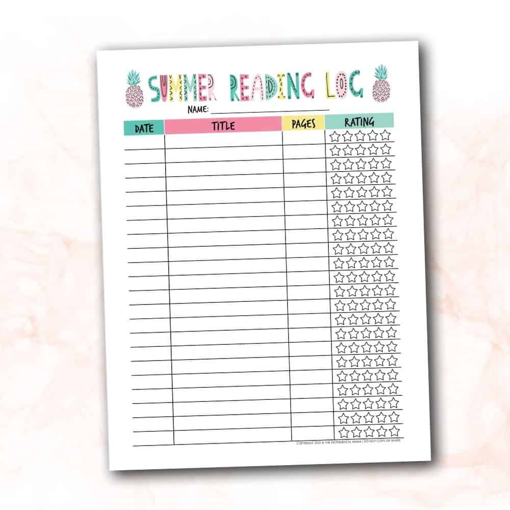 Free Printable Summer Reading Log To Encourage Reading with regard to Summer Reading Chart Printable