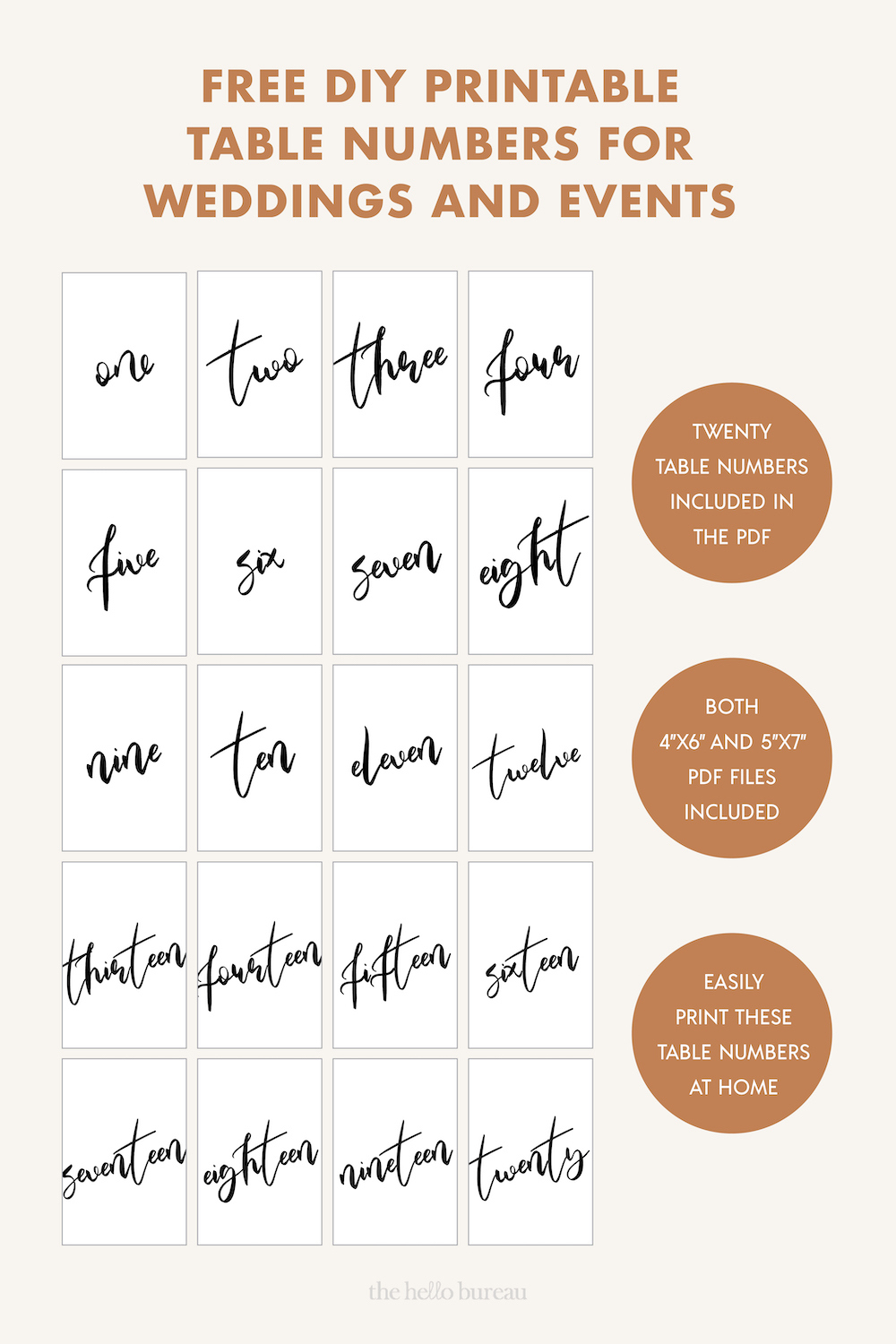 Free Printable Table Numbers For Weddings And Events - Worksheets for Downloadable Free Printable Table Numbers