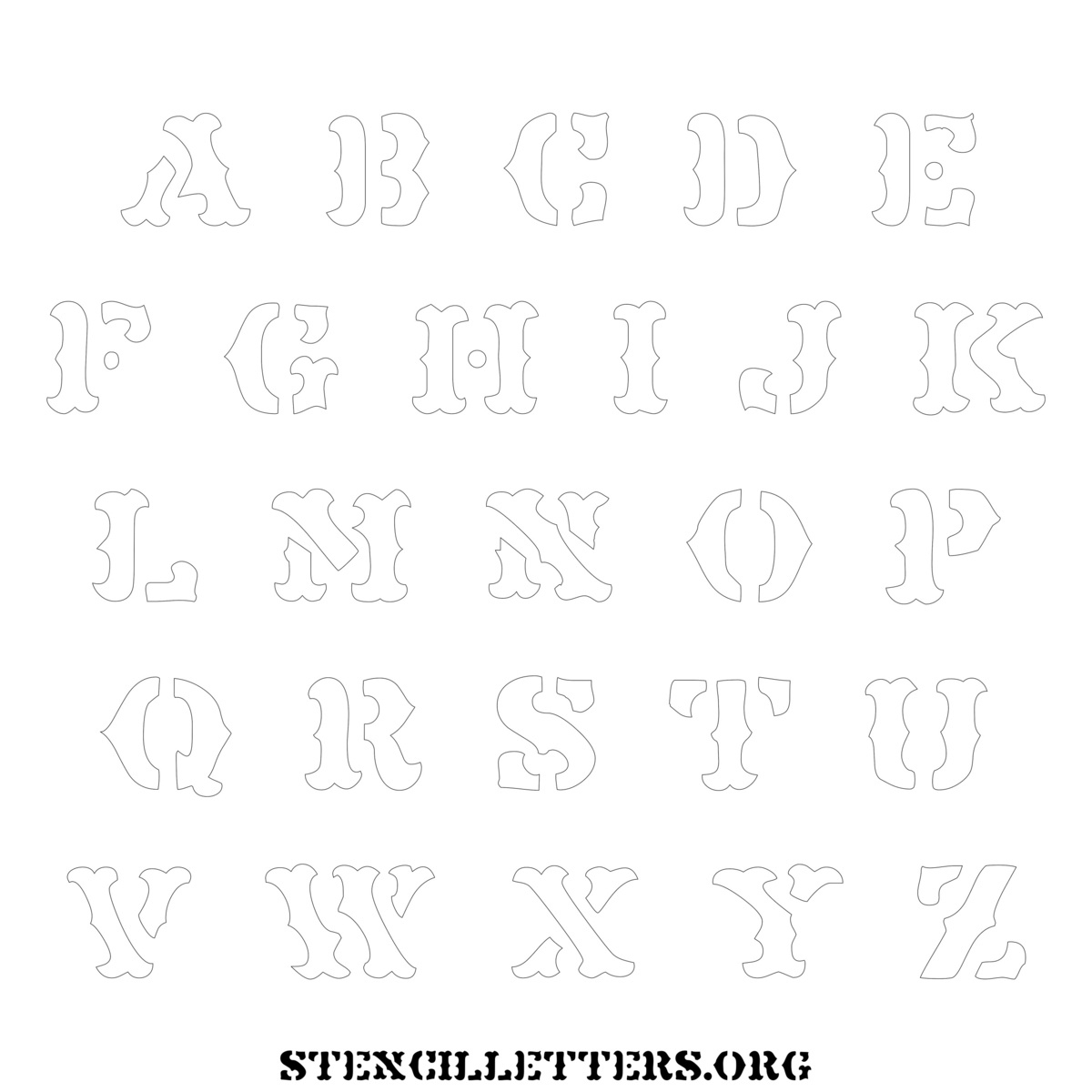 Free Printable Uppercase Letter Stencils Design Style 207 Old inside Free Printable Old Western Alphabet Stencils Templates