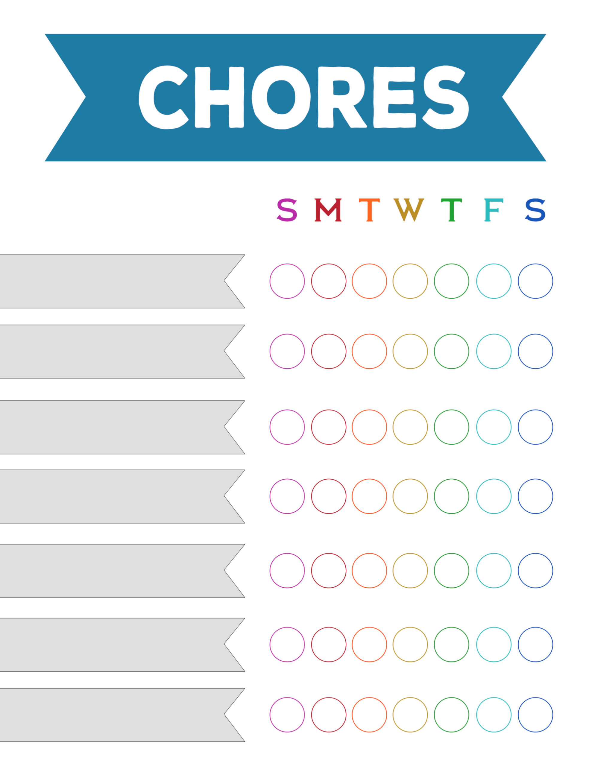 Free Printable Weekly Chore Charts - Paper Trail Design regarding Weekly Chore Chart Printable