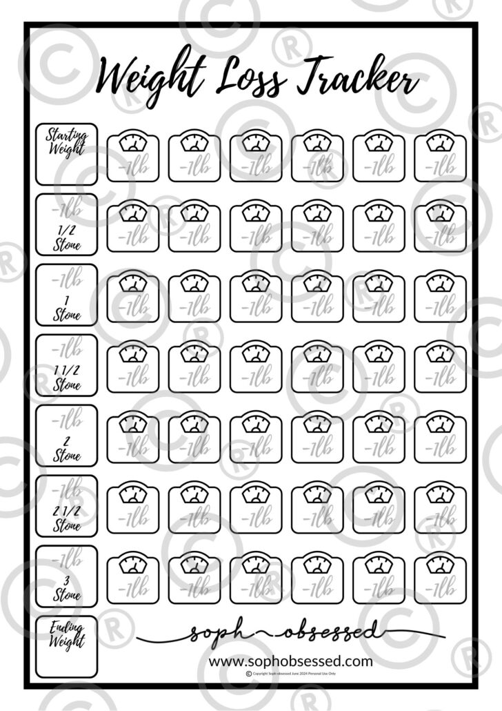 Weight Loss Chart Printable Free