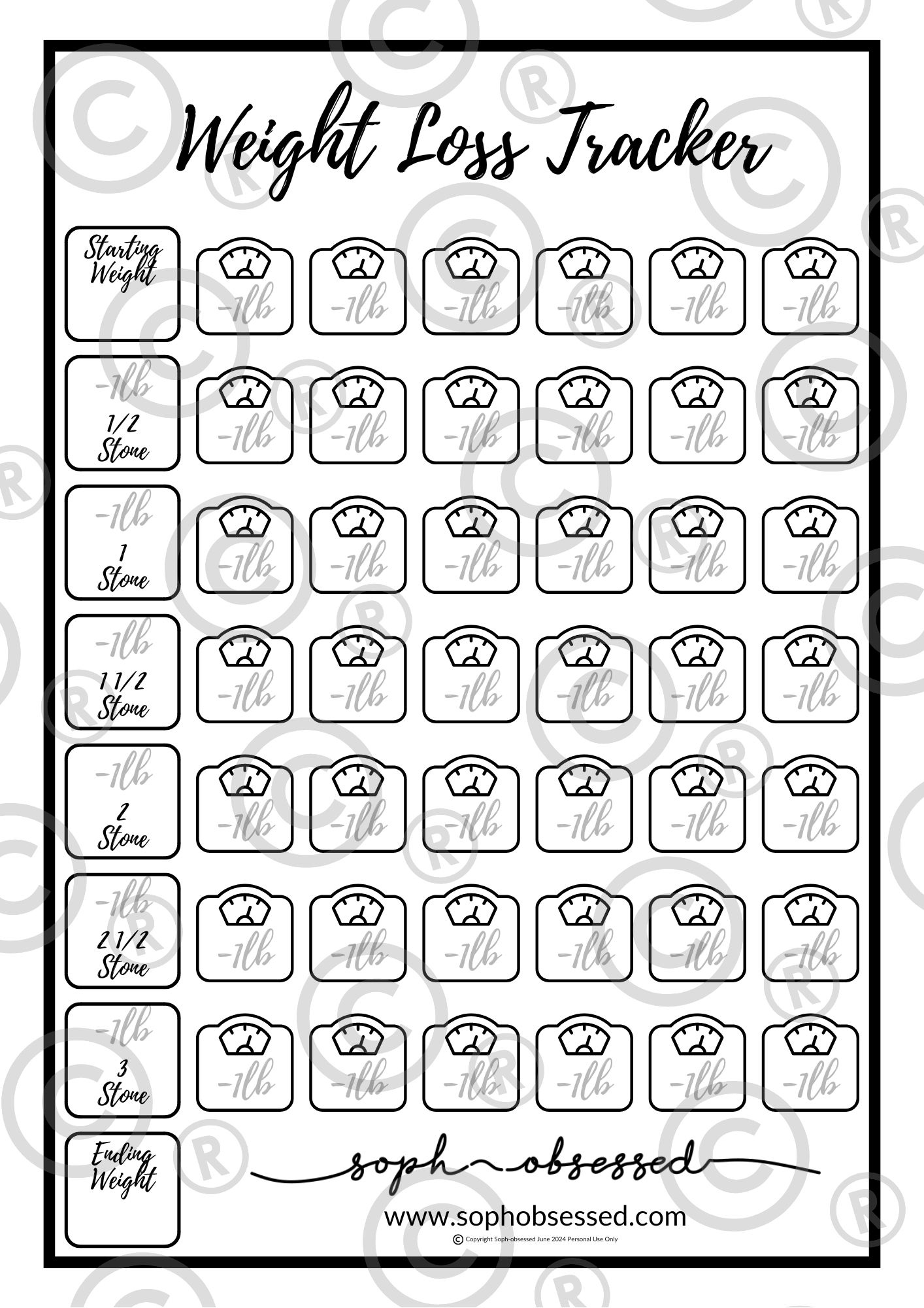 Free Printable Weight Loss Tracker That Works - Soph-Obsessed with regard to Weight Loss Chart Printable Free