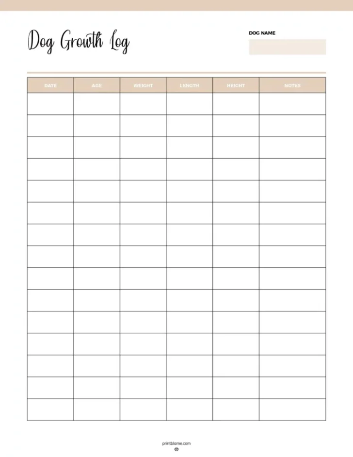Puppy Weight Chart Printable