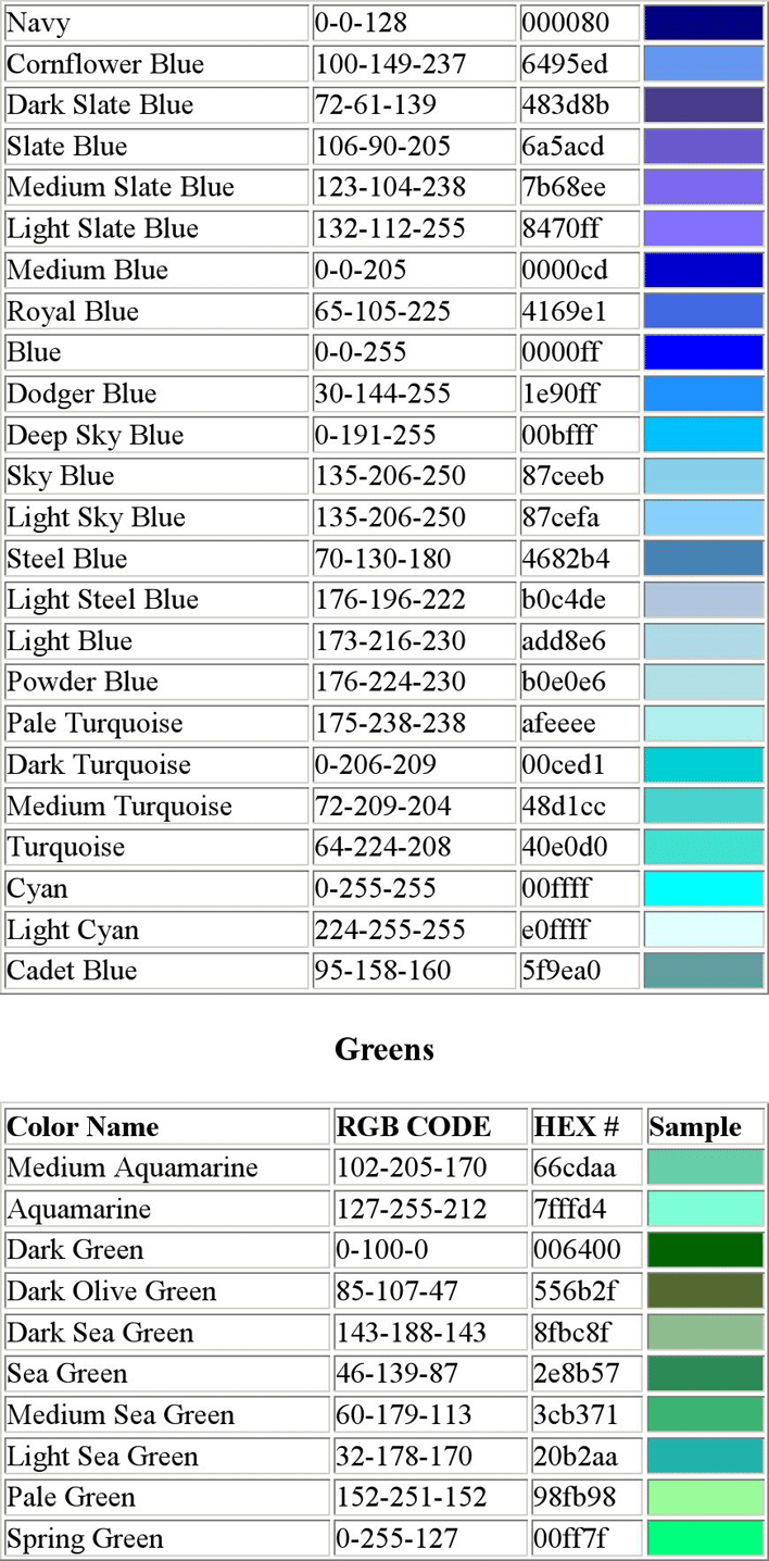 Free The Other Rgb Color Chart - Pdf | 104Kb | 6 Page(S) | Page 3 pertaining to Free Printable Rgb Color Chart