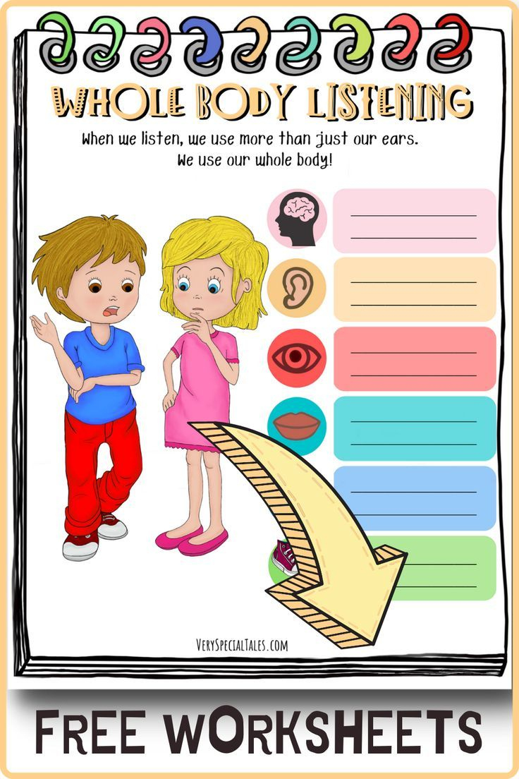 Free) Whole Body Listening Worksheets within Whole Body Listening Free Printables