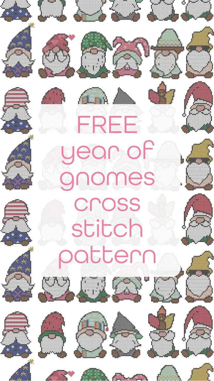 Free Year Of Gnomes Cross Stitch Pattern intended for Free Printable Gnome Cross Stitch Patterns