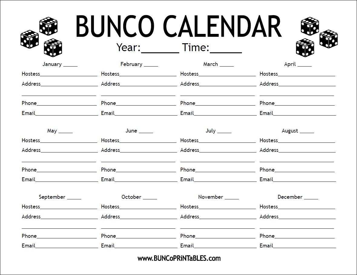 Freebies - Bunco Printables for Free Bunco Printables