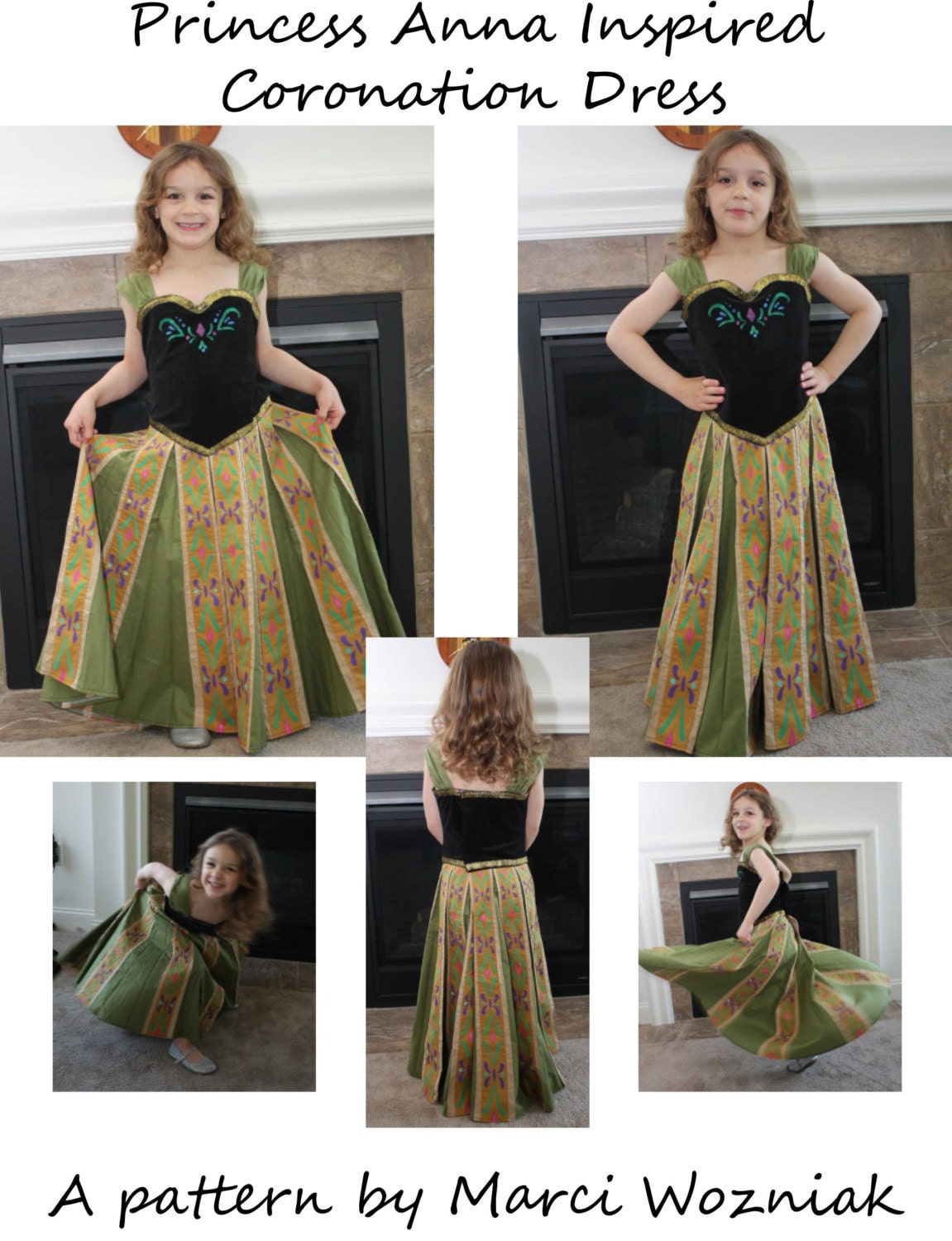 Frozen Princess Anna Inspired Coronation Dress Pdf Pattern, Girls with regard to Anna Diy Costume Printable Stencil