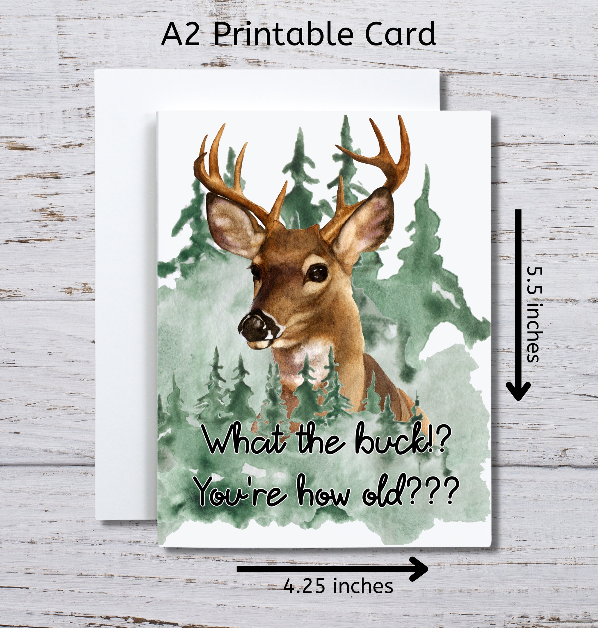 Funny Buck Deer Birthday Card, Printable Birthday Card, Hunting intended for Free Printable Hunting Birthday Cards