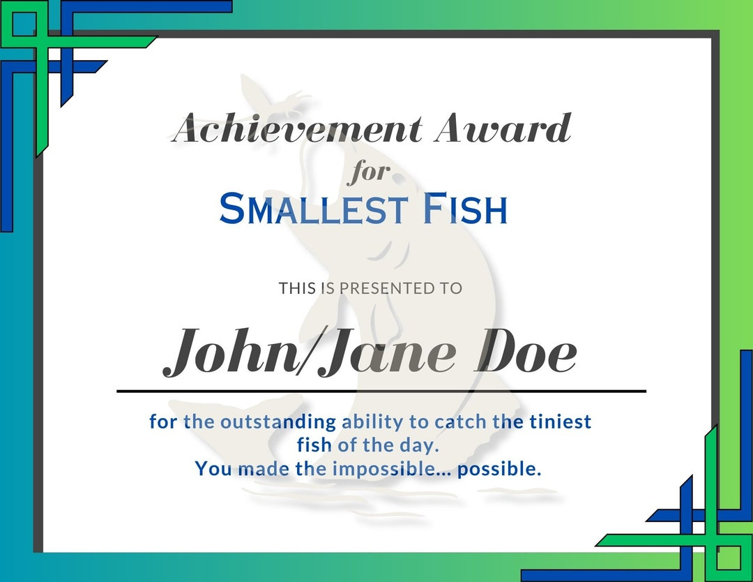 Funny Fishing Achievement Certificate Pack - Editable - Etsy with Free Fishing Certificate Templates