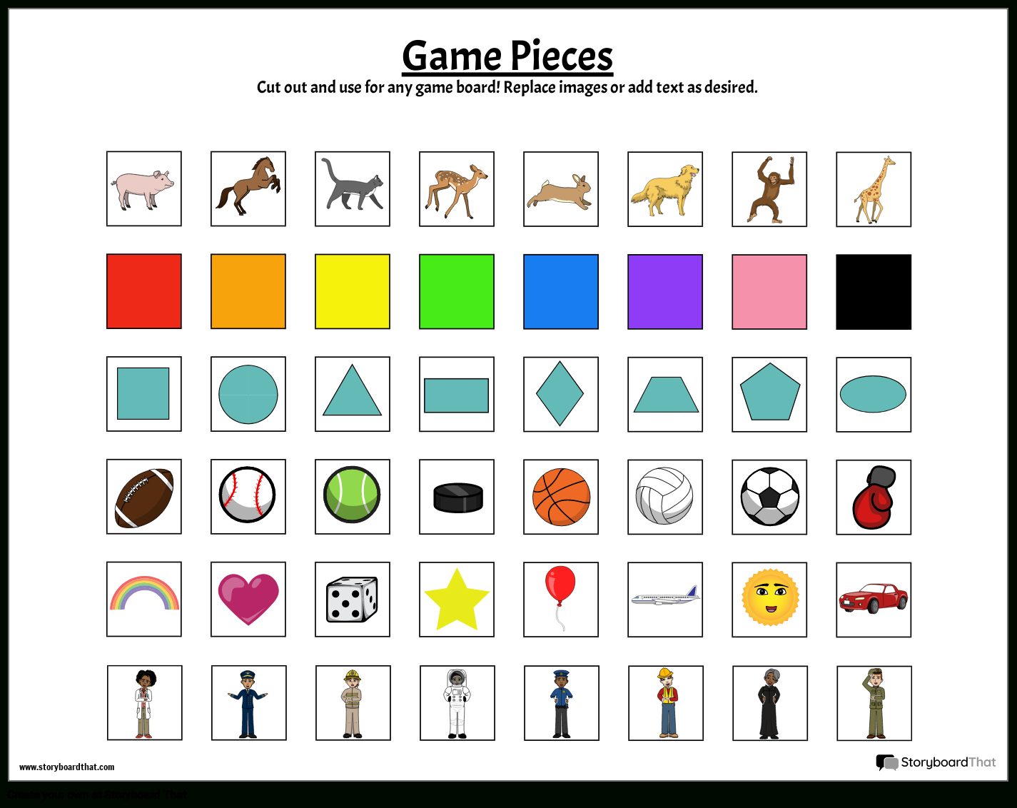 Game Pieces Storyboardposter-Templates in Free Printable Game Pieces