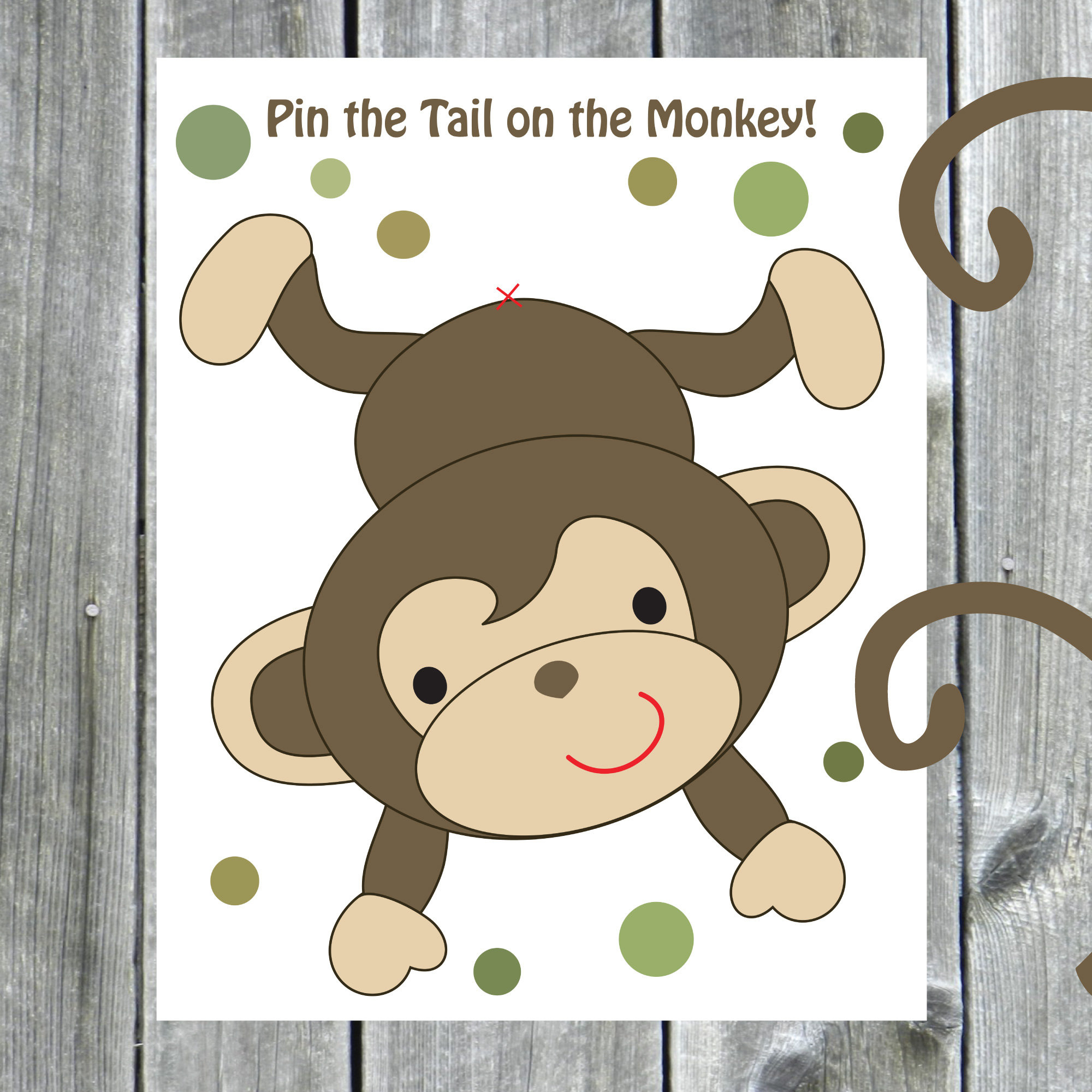 Game Pin The Tail On The Monkey Birthday Party Game Instant throughout Pin The Tail On The Monkey Free Printable