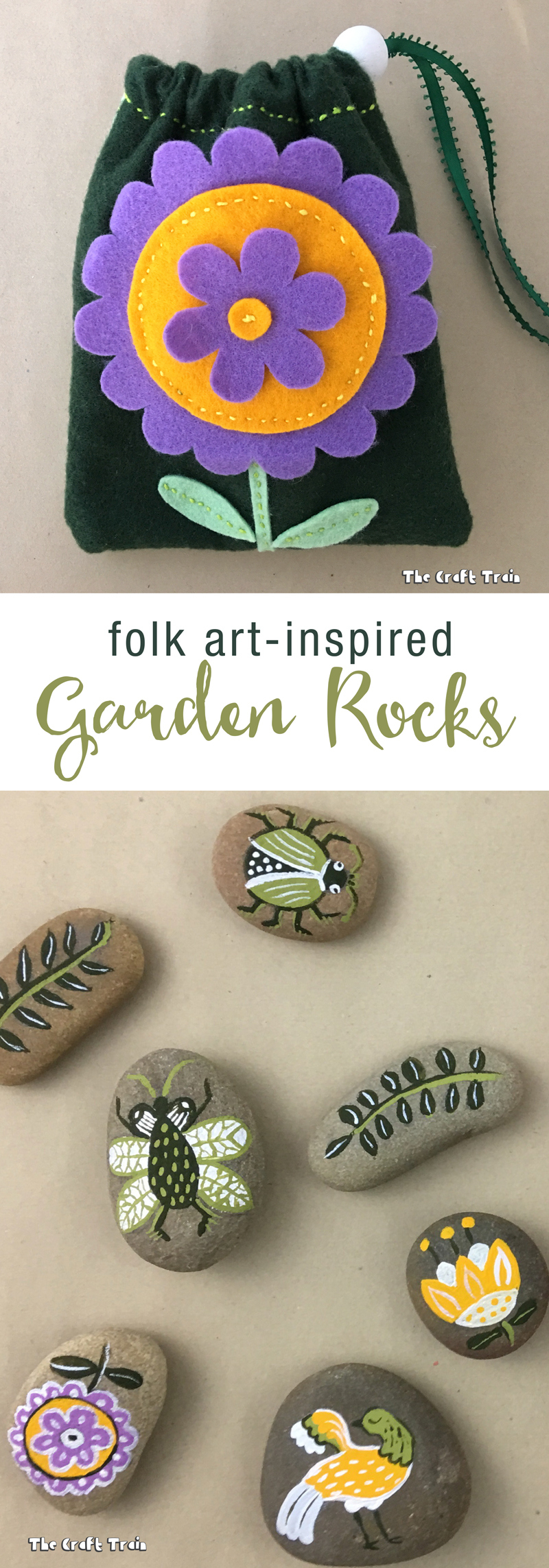 Garden Rocks In Drawstring Bag - The Craft Train in Free Printable Rock Painting Patterns